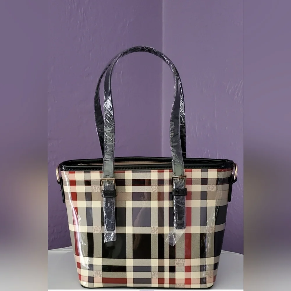 Stylish Plaid Mini Tote Bag